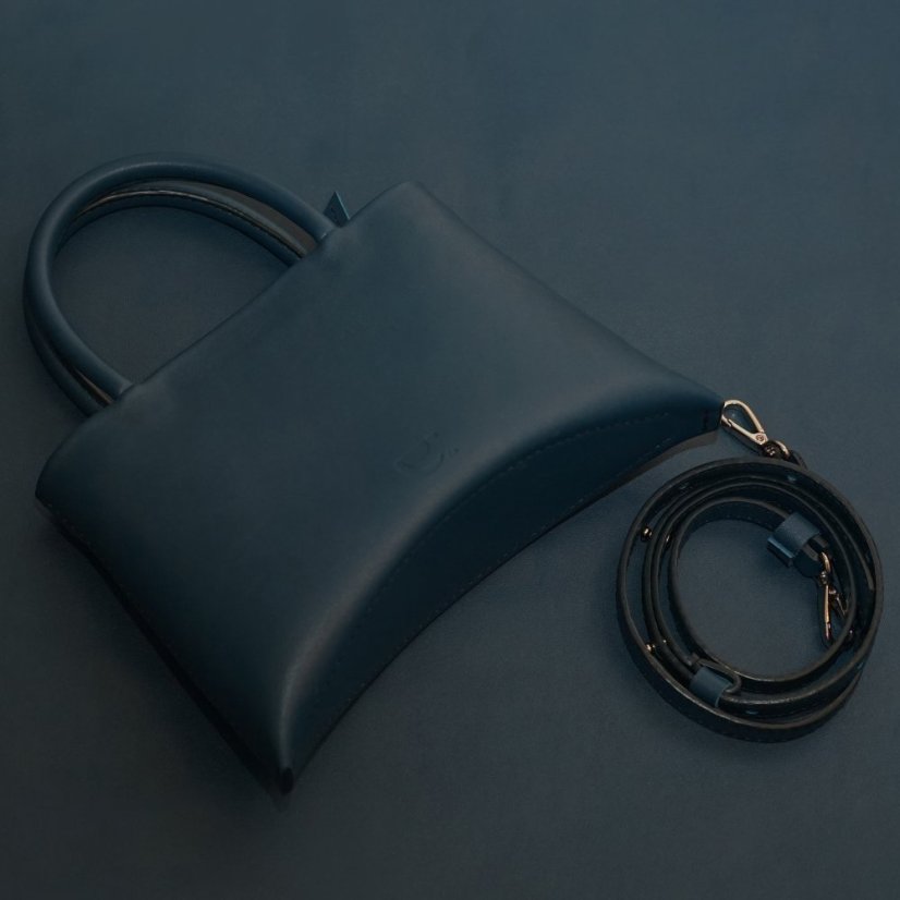 Kožená kabelka Mila petrolejová s dvomi rúčkami