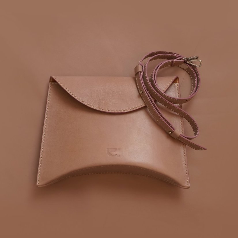 Kožená listová kabelka Lada fialovobéžová