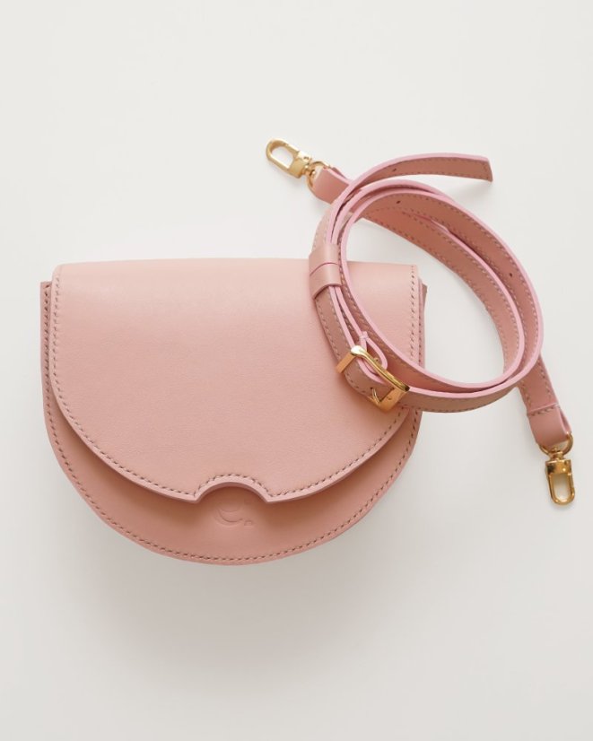 Kožená crossbody kabelka Anita jemná ružová
