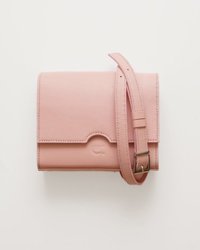 Kožená crossbody kabelka Alica jemná ružová
